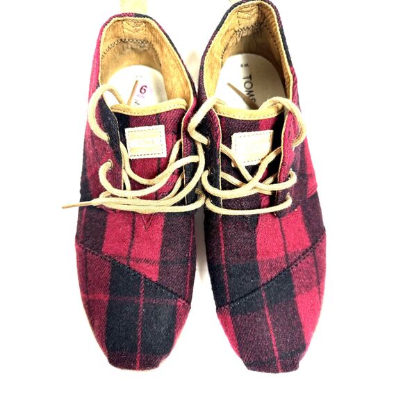 TOMS Red Black Plaid Ladies SZ 9 Bota Desert Boots Ankle Chukka Booties - Picture 6 of 10